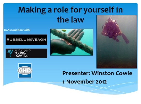 Winston Cowie Auckland Young Lawyers Presentation
